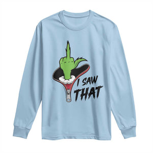 I Saw That Long Sleeve Shirt Funny Elf Hand Christmas TS14 Light Blue Print Your Wear