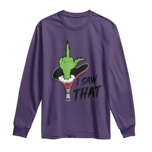 I Saw That Long Sleeve Shirt Funny Elf Hand Christmas TS14 Purple Print Your Wear
