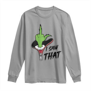 I Saw That Long Sleeve Shirt Funny Elf Hand Christmas TS14 Sport Gray Print Your Wear
