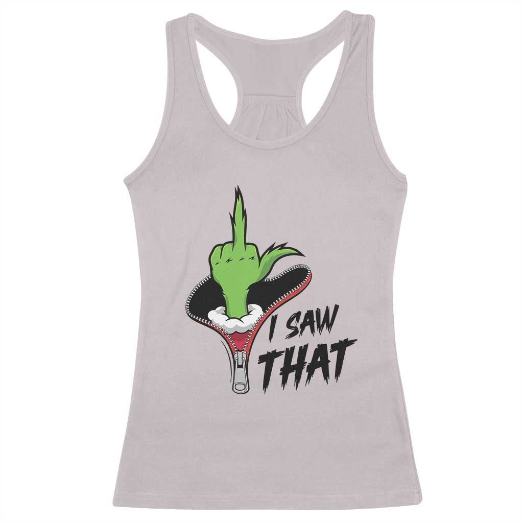 I Saw That Racerback Tank Top Funny Elf Hand Christmas TS14 Ice Gray Print Your Wear