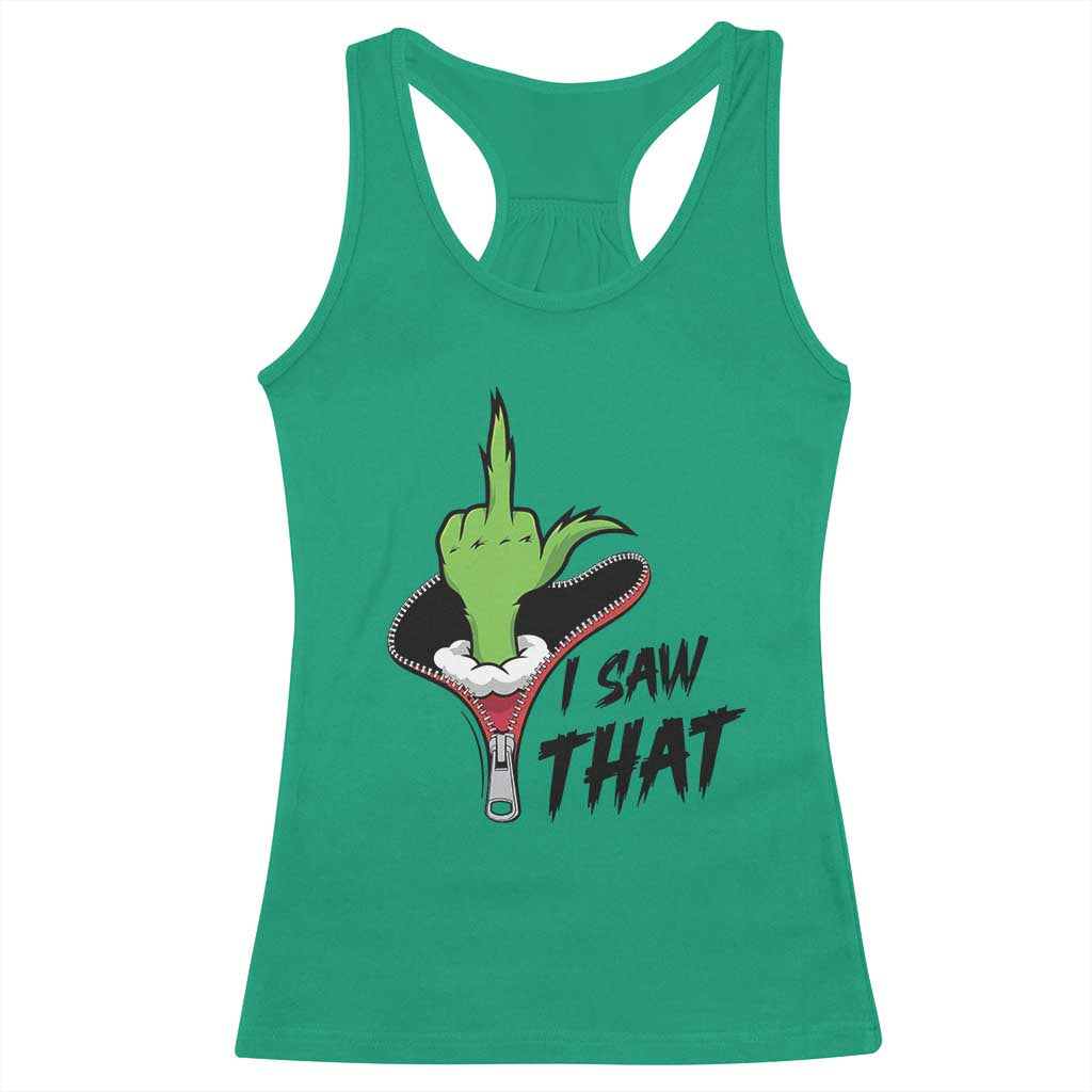 I Saw That Racerback Tank Top Funny Elf Hand Christmas TS14 Irish Green Print Your Wear