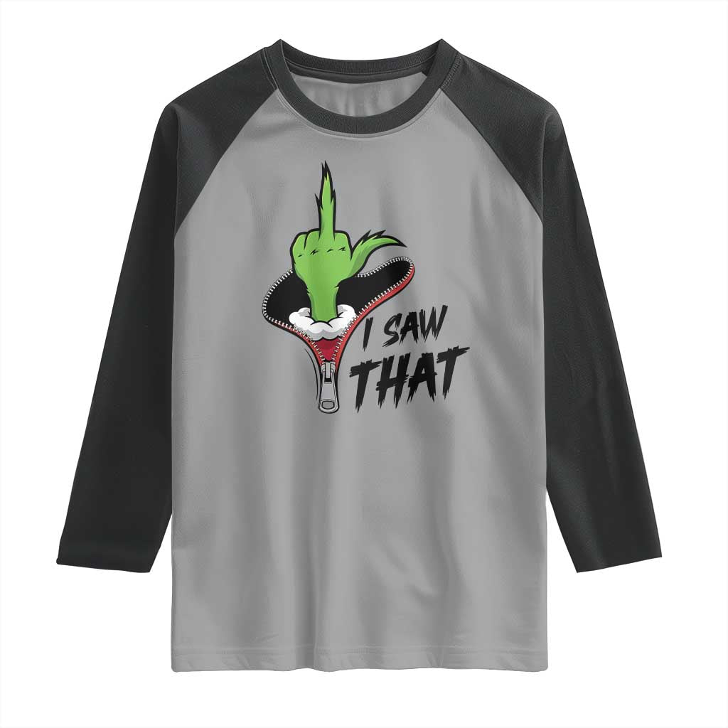 I Saw That Raglan Shirt Funny Elf Hand Christmas TS14 Sport Gray Black Print Your Wear