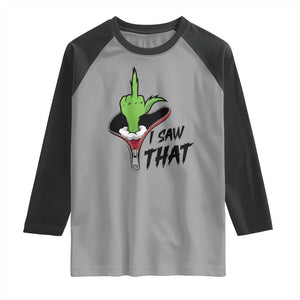 I Saw That Raglan Shirt Funny Elf Hand Christmas TS14 Sport Gray Black Print Your Wear