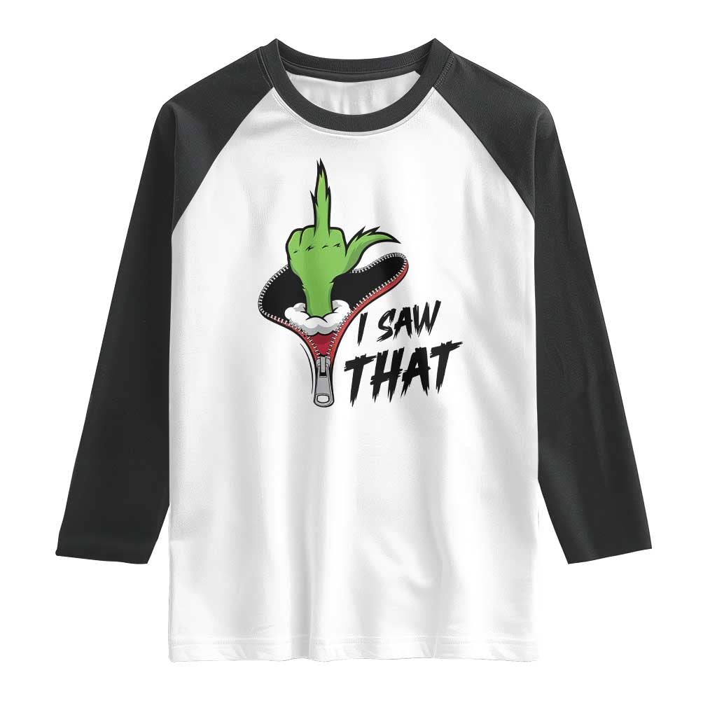 I Saw That Raglan Shirt Funny Elf Hand Christmas TS14 White Black Print Your Wear