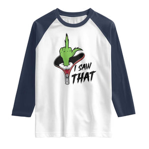 I Saw That Raglan Shirt Funny Elf Hand Christmas TS14 White Navy Print Your Wear