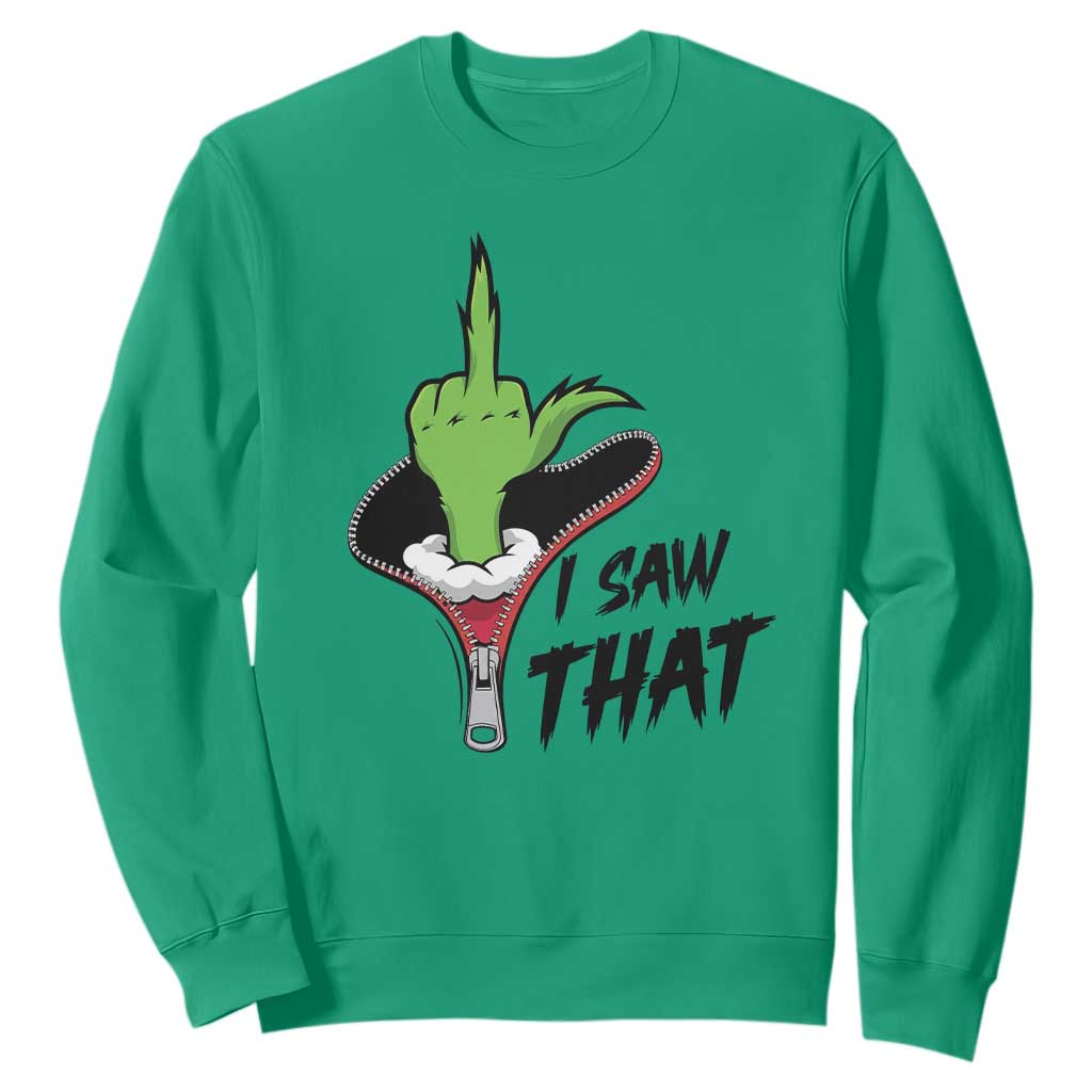 I Saw That Sweatshirt Funny Elf Hand Christmas TS14 Irish Green Print Your Wear