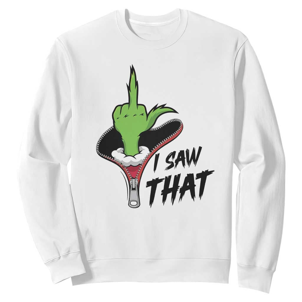 I Saw That Sweatshirt Funny Elf Hand Christmas TS14 White Print Your Wear