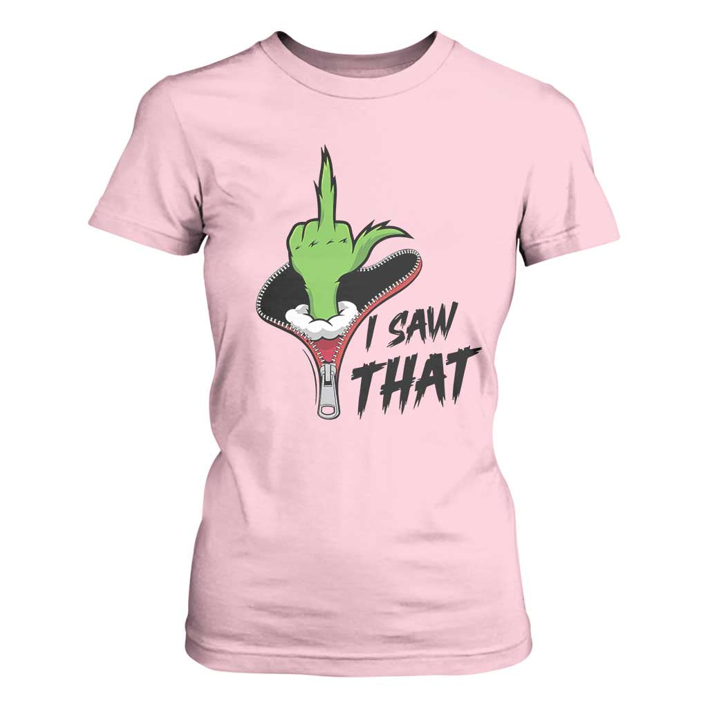 I Saw That T Shirt For Women Funny Elf Hand Christmas TS14 Light Pink Print Your Wear
