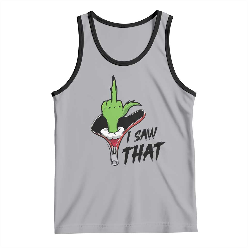 I Saw That Tank Top Funny Elf Hand Christmas TS14 Athletic Heather Black Print Your Wear