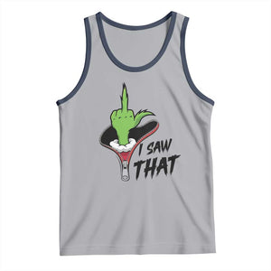 I Saw That Tank Top Funny Elf Hand Christmas TS14 Athletic Heather Navy Print Your Wear