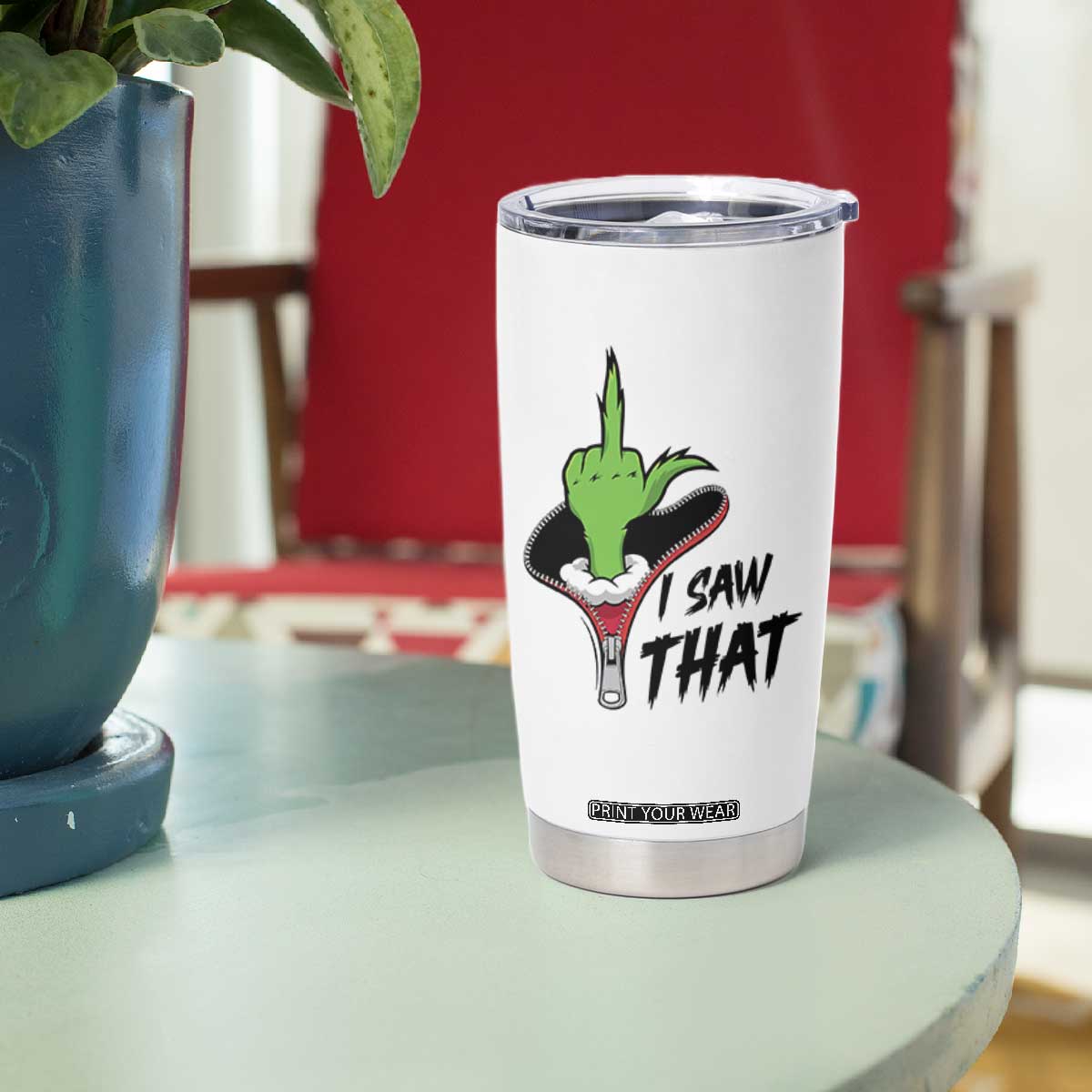 I Saw That Tumbler Cup Funny Elf Hand Christmas TS14 Print Your Wear