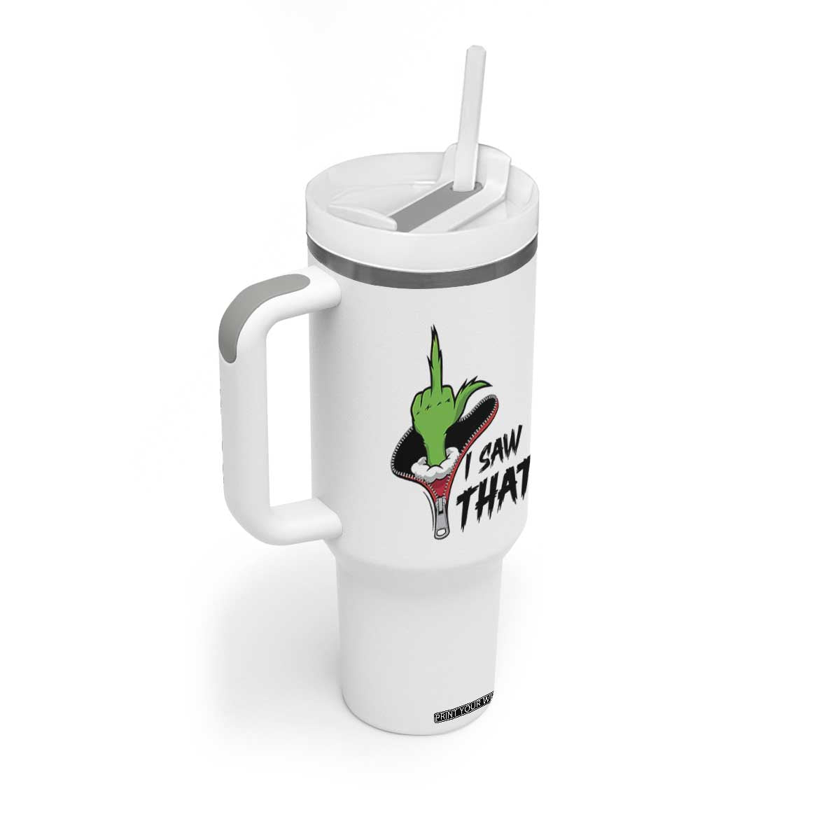I Saw That Tumbler With Handle Funny Elf Hand Christmas TS14 Print Your Wear