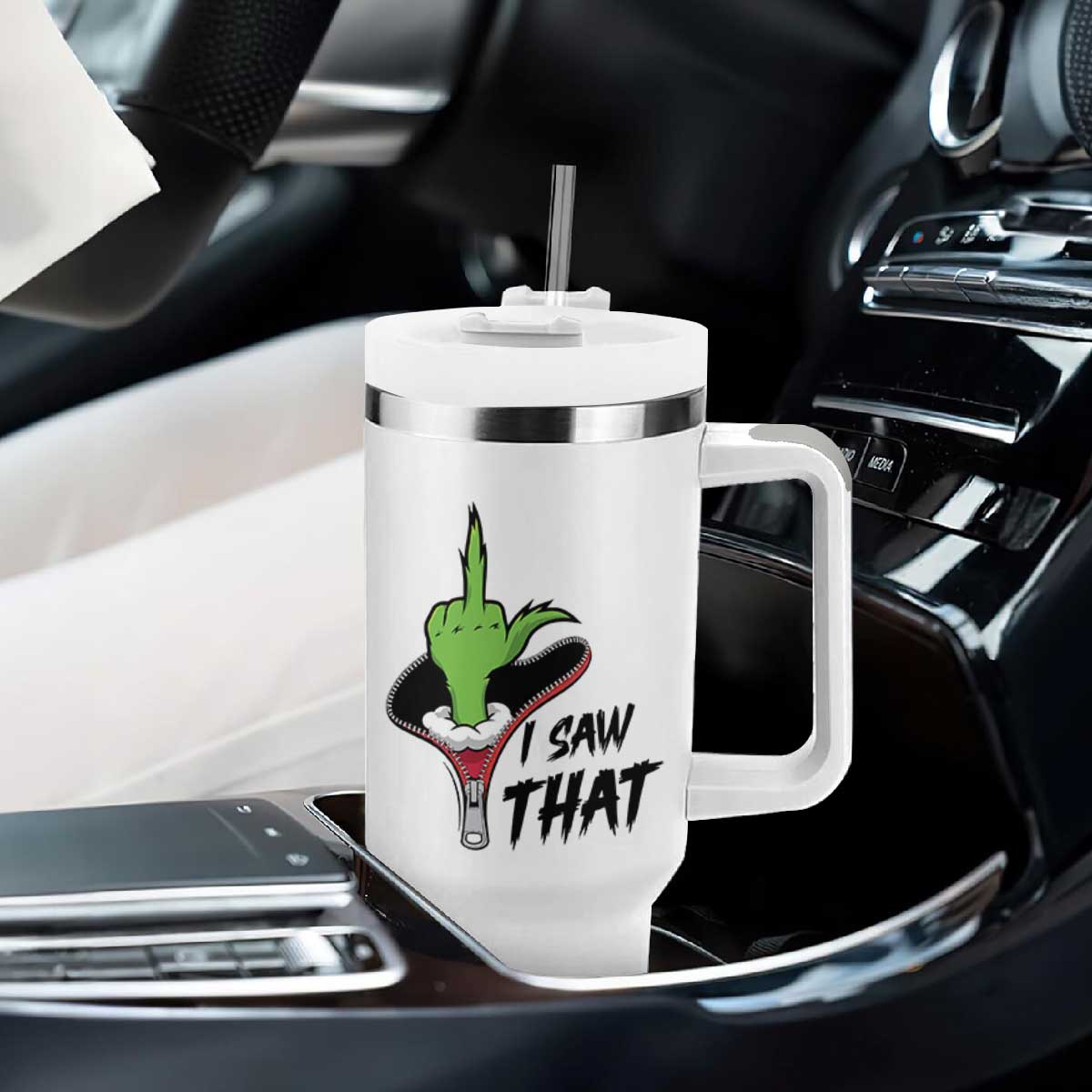 I Saw That Tumbler With Handle Funny Elf Hand Christmas TS14 Print Your Wear
