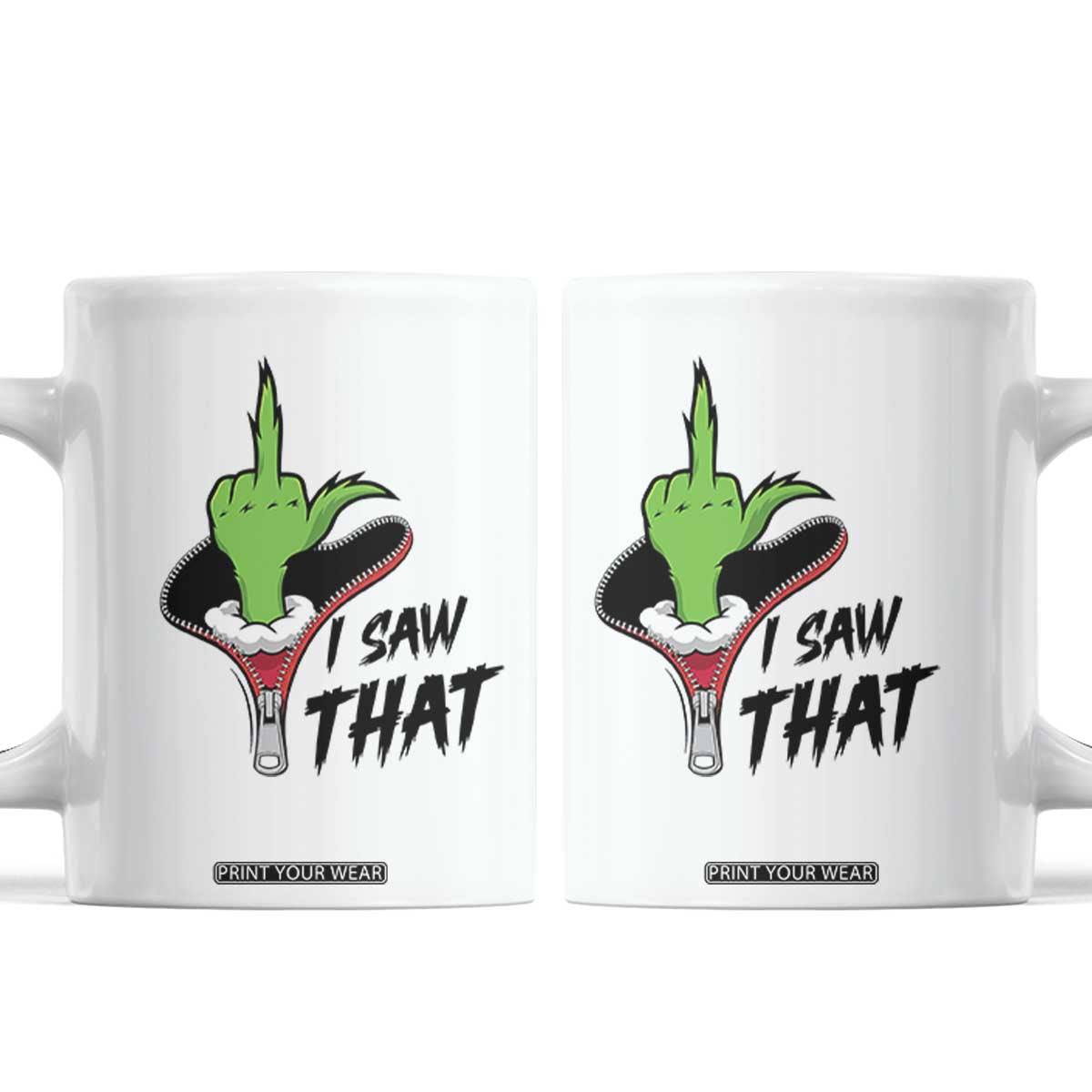 I Saw That Coffee Mug Funny Elf Hand Christmas TS14 White Print Your Wear