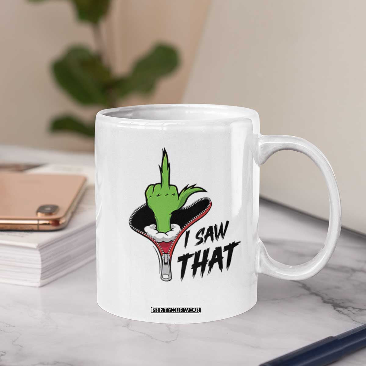 I Saw That Coffee Mug Funny Elf Hand Christmas TS14 Print Your Wear