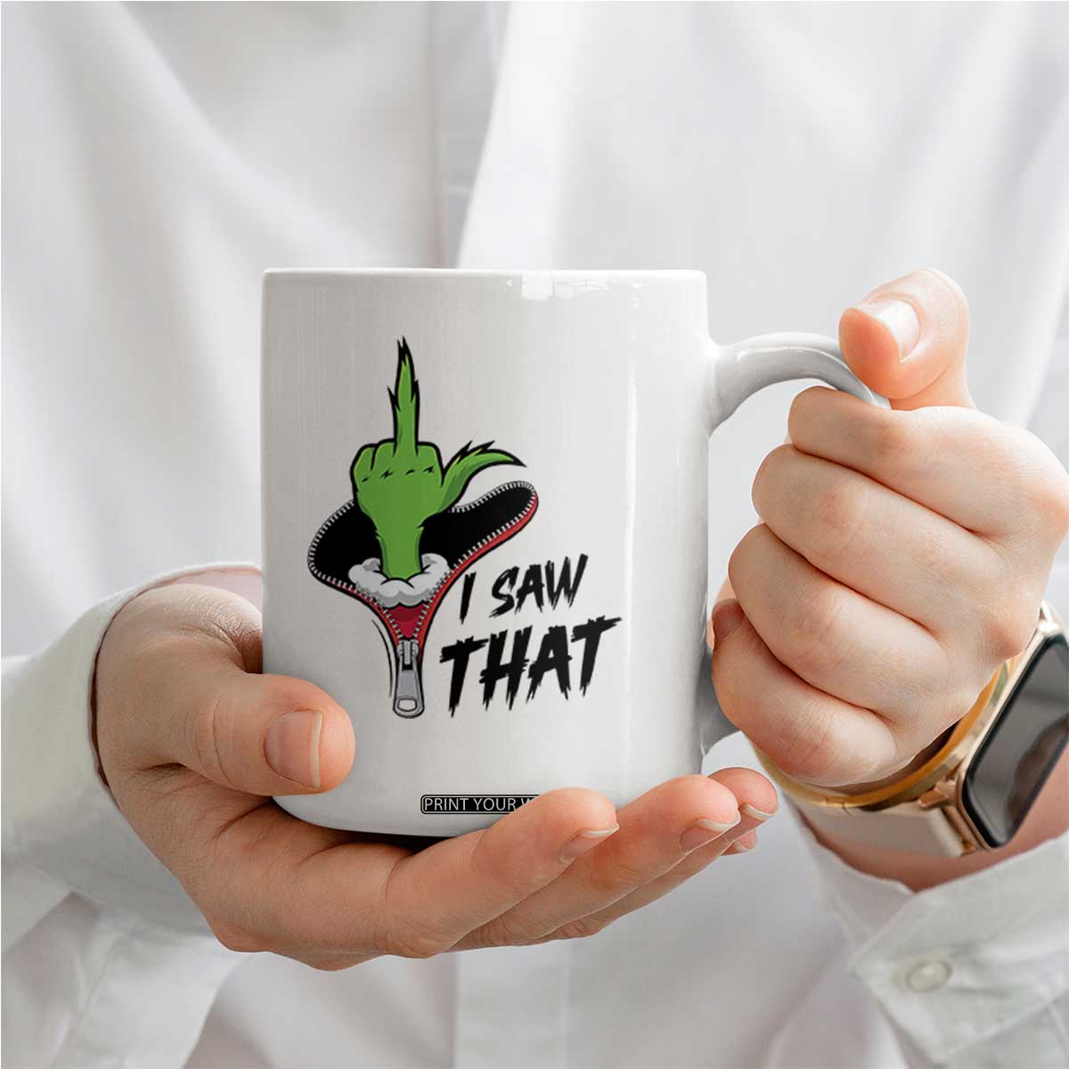 I Saw That Coffee Mug Funny Elf Hand Christmas TS14 Print Your Wear