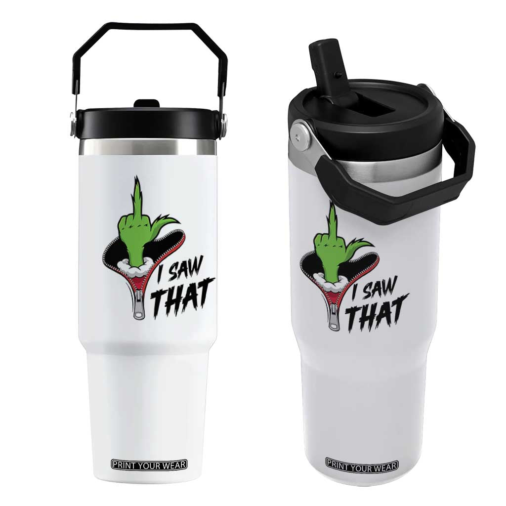 I Saw That Flip Straw Tumbler Funny Elf Hand Christmas TS14 One Size: 30 oz White Print Your Wear
