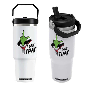 I Saw That Flip Straw Tumbler Funny Elf Hand Christmas TS14 One Size: 30 oz White Print Your Wear