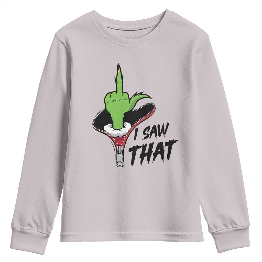 I Saw That Youth Sweatshirt Funny Elf Hand Christmas TS14 Ice Gray Print Your Wear