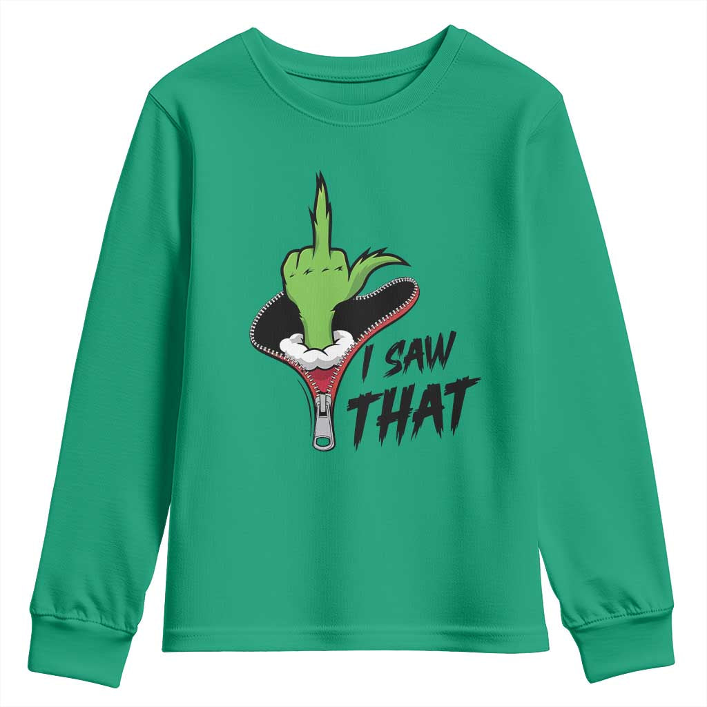 I Saw That Youth Sweatshirt Funny Elf Hand Christmas TS14 Irish Green Print Your Wear