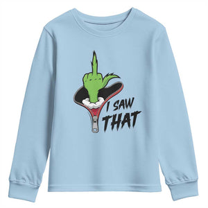 I Saw That Youth Sweatshirt Funny Elf Hand Christmas TS14 Light Blue Print Your Wear