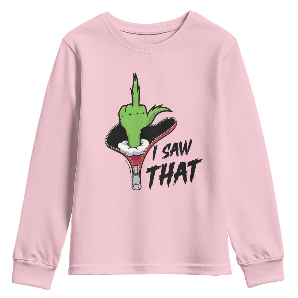 I Saw That Youth Sweatshirt Funny Elf Hand Christmas TS14 Light Pink Print Your Wear