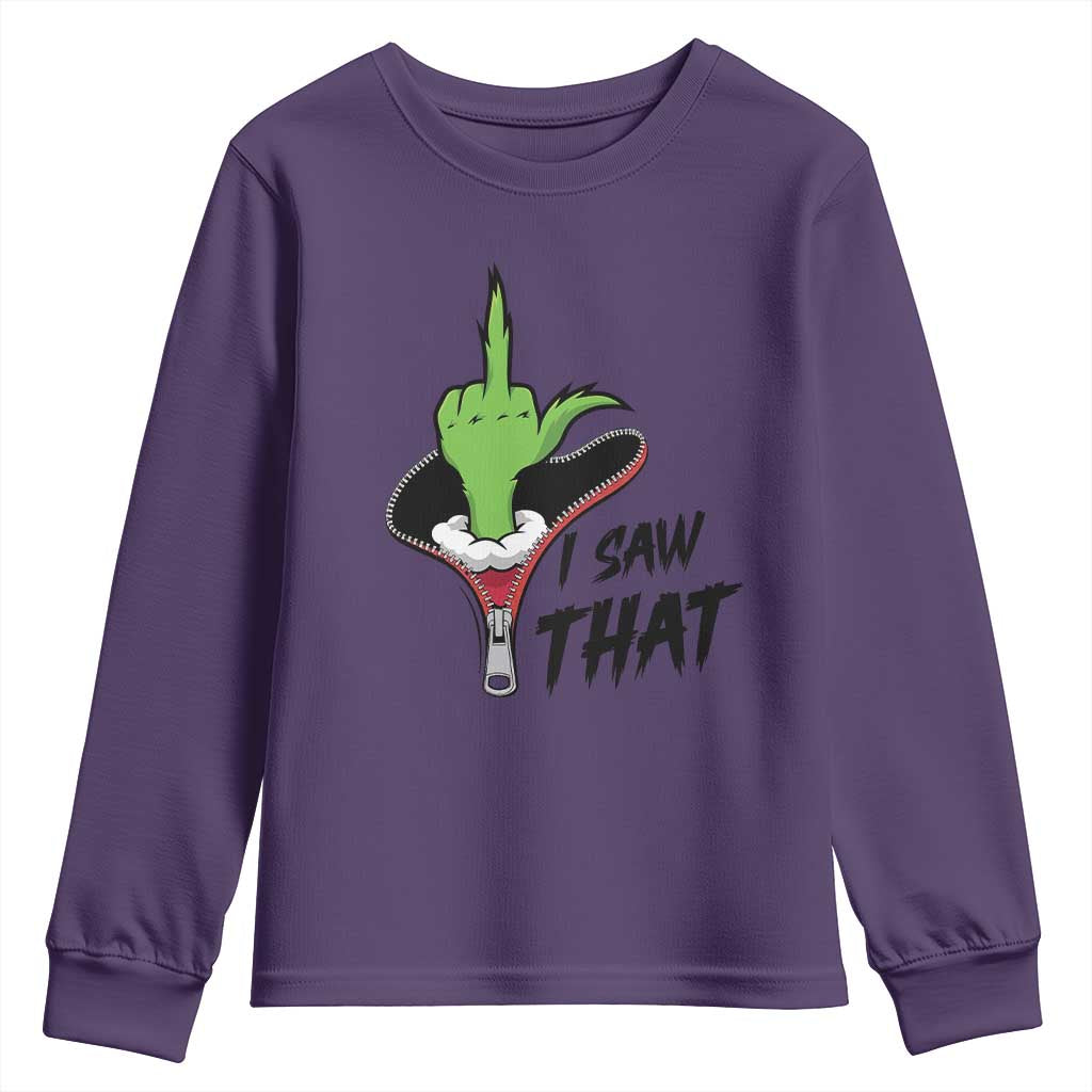 I Saw That Youth Sweatshirt Funny Elf Hand Christmas TS14 Purple Print Your Wear