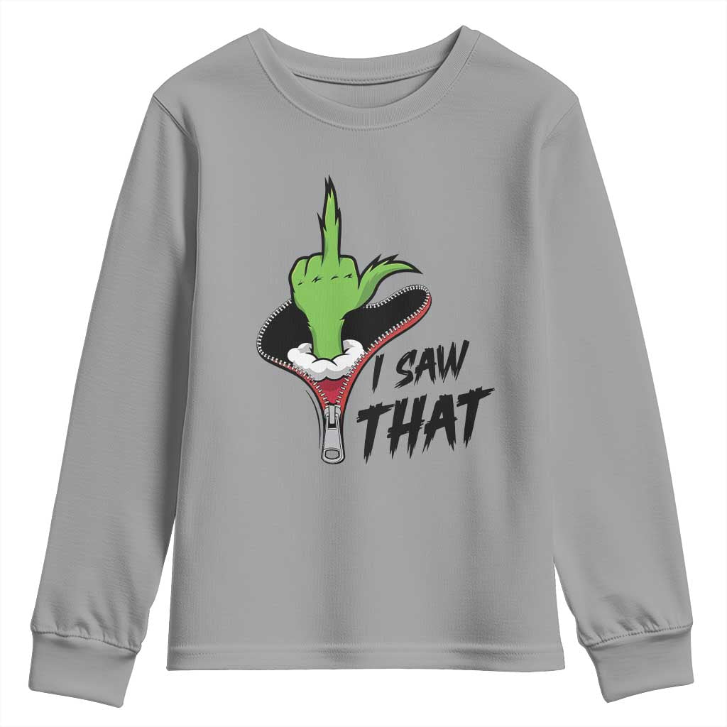 I Saw That Youth Sweatshirt Funny Elf Hand Christmas TS14 Sport Gray Print Your Wear