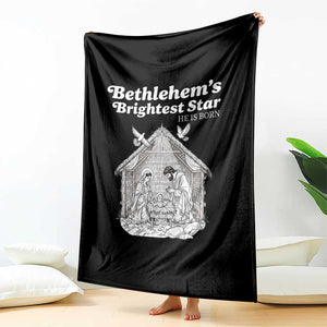 Nativity Scene Throw Blanket Brightest Star of Bethlehem He Is Born Christian Christmas TS14 Print Your Wear