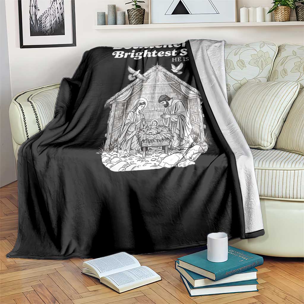 Nativity Scene Throw Blanket Brightest Star of Bethlehem He Is Born Christian Christmas TS14 Print Your Wear