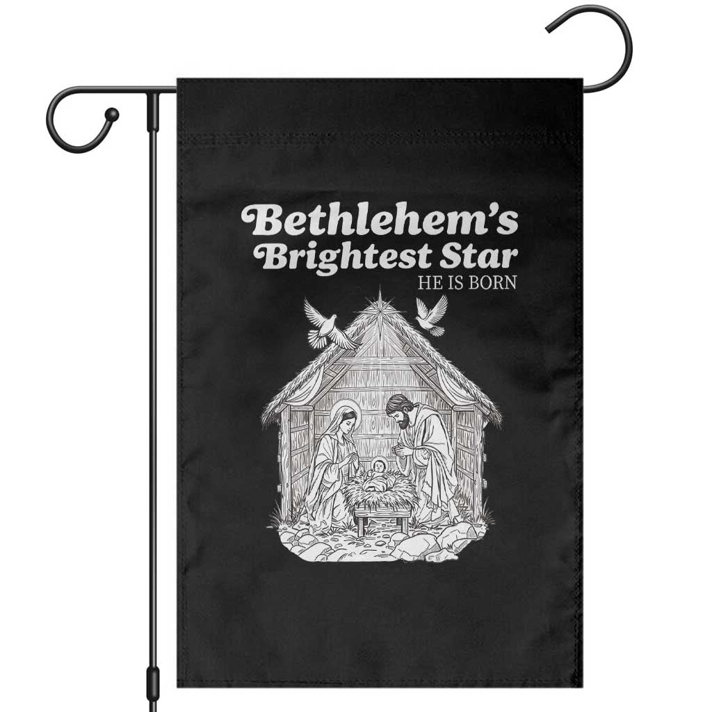 Nativity Scene Garden Flag Brightest Star of Bethlehem He Is Born Christian Christmas TS14 Black Print Your Wear