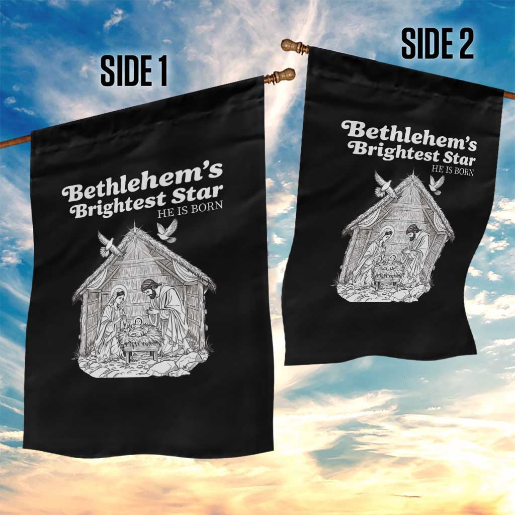 Nativity Scene Garden Flag Brightest Star of Bethlehem He Is Born Christian Christmas TS14 Print Your Wear
