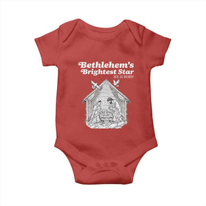 Nativity Scene Baby Onesie Brightest Star of Bethlehem He Is Born Christian Christmas TS14 Red Print Your Wear