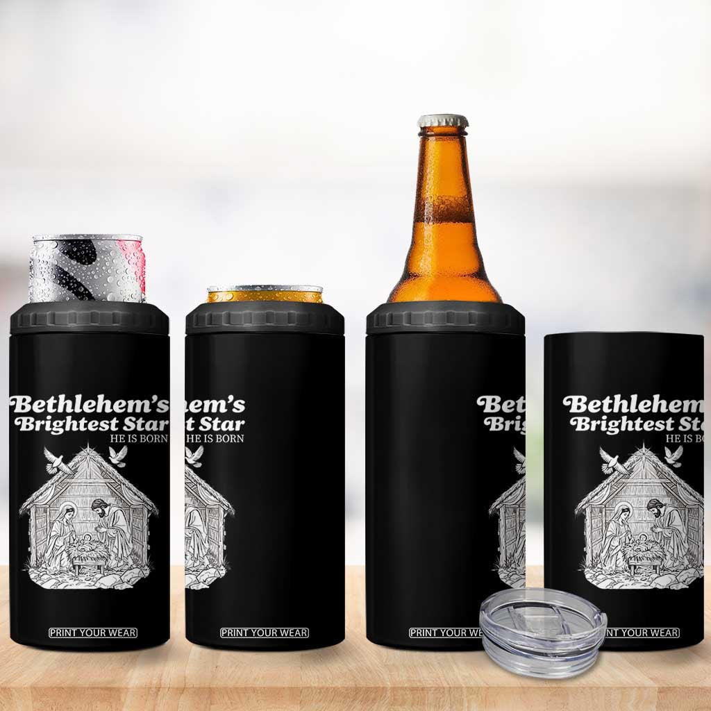 Nativity Scene 4 in 1 Can Cooler Tumbler Brightest Star of Bethlehem He Is Born Christian Christmas TS14 Print Your Wear