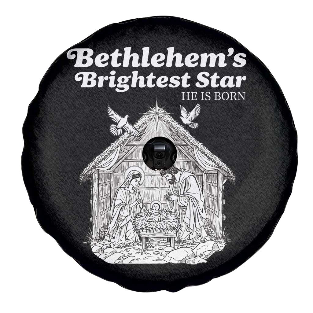 Nativity Scene Spare Tire Cover Brightest Star of Bethlehem He Is Born Christian Christmas TS14 Print Your Wear
