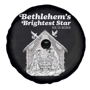 Nativity Scene Spare Tire Cover Brightest Star of Bethlehem He Is Born Christian Christmas TS14 Print Your Wear