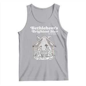 Nativity Scene Tank Top Brightest Star of Bethlehem He Is Born Christian Christmas TS14 Athletic Heather Print Your Wear