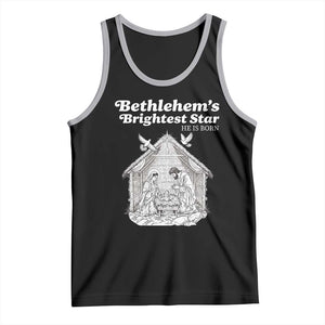 Nativity Scene Tank Top Brightest Star of Bethlehem He Is Born Christian Christmas TS14 Black Athletic Heather Print Your Wear