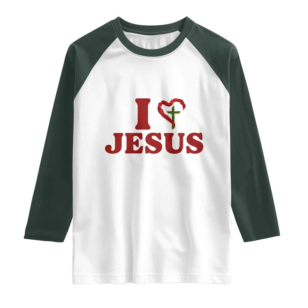 Jesus Christian Raglan Shirt Religious Faith Inspirational Bible Verse TS14 White Dark Forest Green Print Your Wear