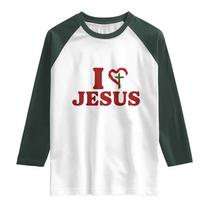 Jesus Christian Raglan Shirt Religious Faith Inspirational Bible Verse TS14 White Dark Forest Green Print Your Wear