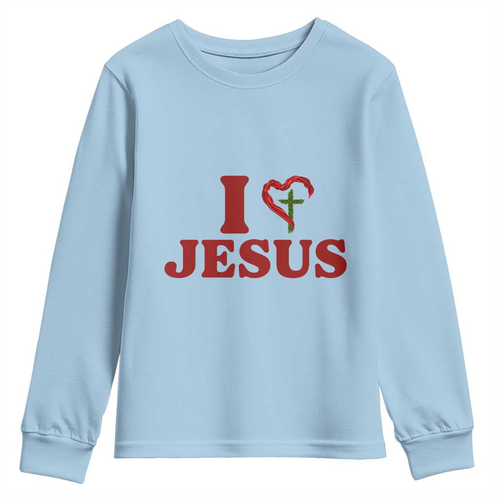 Jesus Christian Youth Sweatshirt Religious Faith Inspirational Bible Verse TS14 Light Blue Print Your Wear