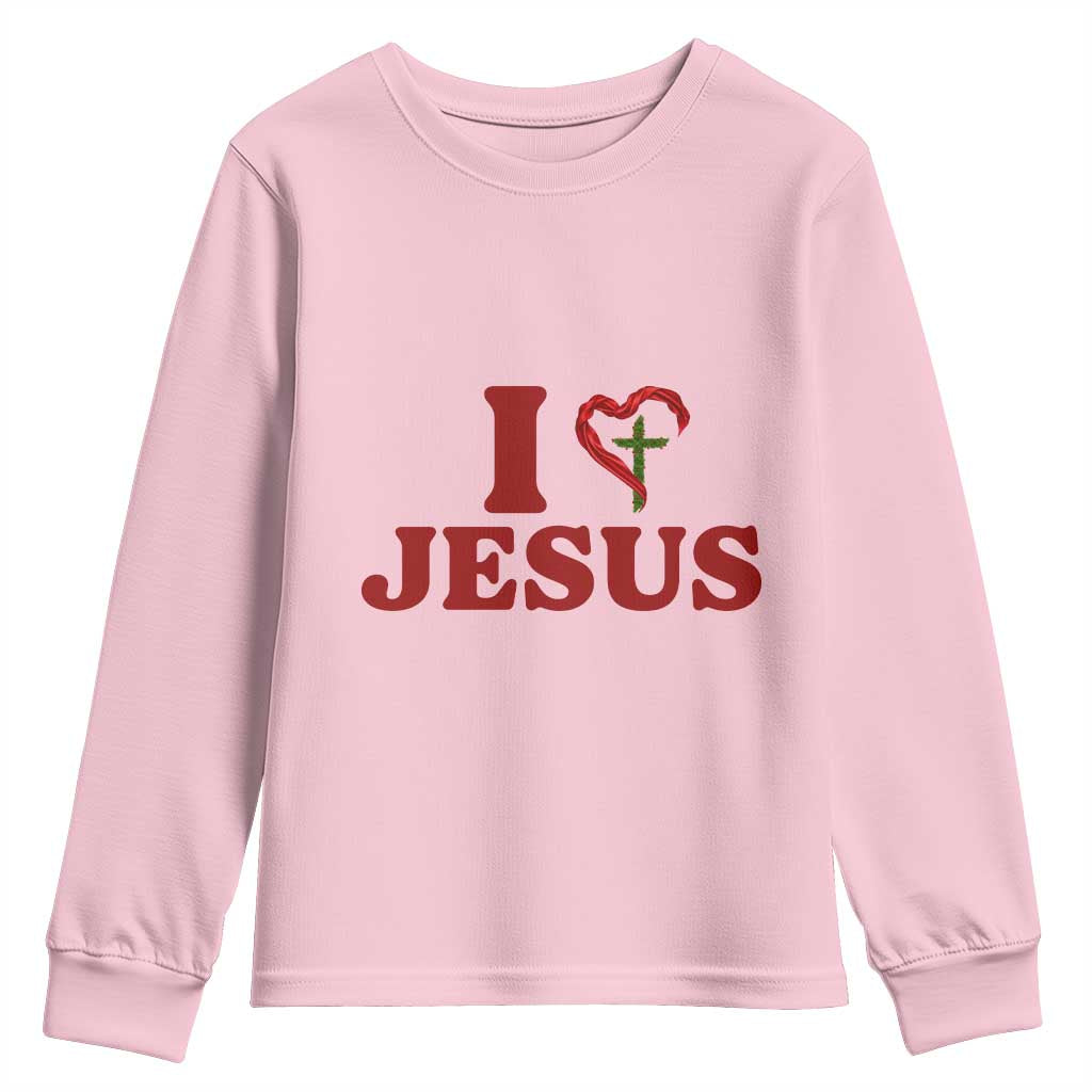 Jesus Christian Youth Sweatshirt Religious Faith Inspirational Bible Verse TS14 Light Pink Print Your Wear