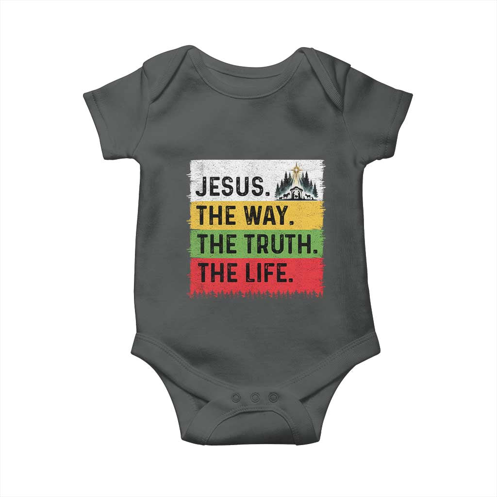 Jesus Christian Baby Onesie The Way The Truth The Life Nativity Scene TS14 Dark Heather Print Your Wear