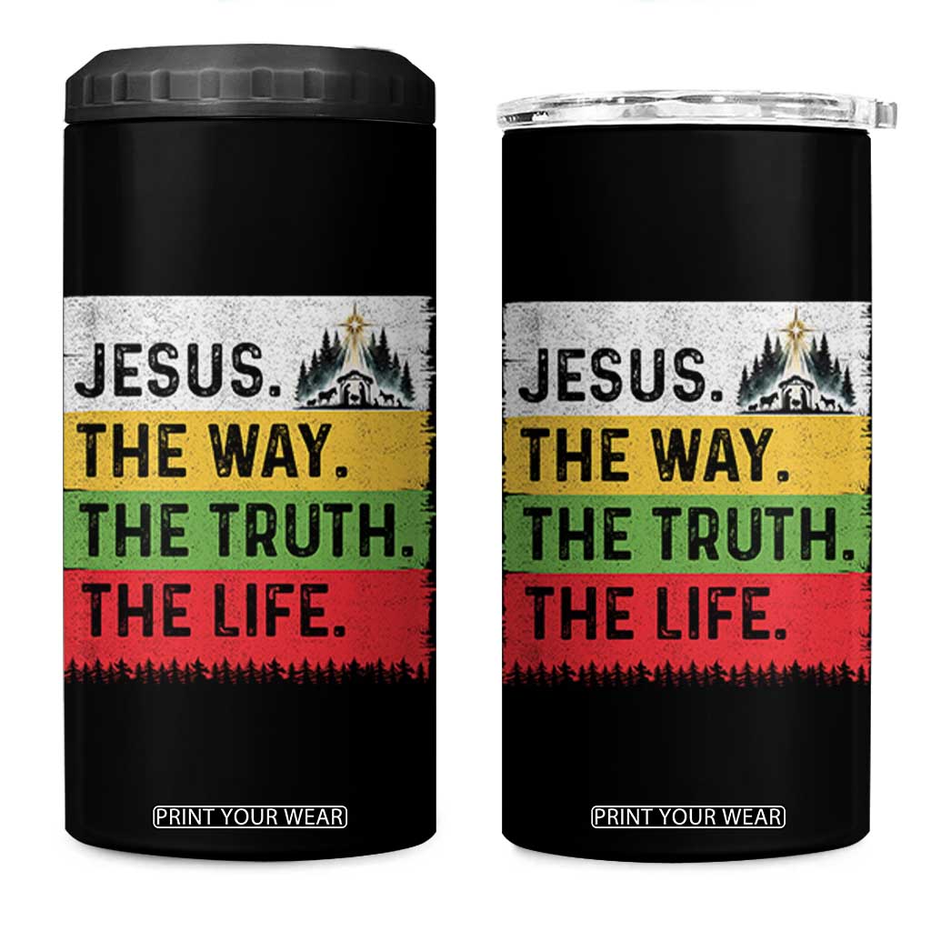 Jesus Christian 4 in 1 Can Cooler Tumbler The Way The Truth The Life Nativity Scene TS14 One Size: 16 oz Black Print Your Wear