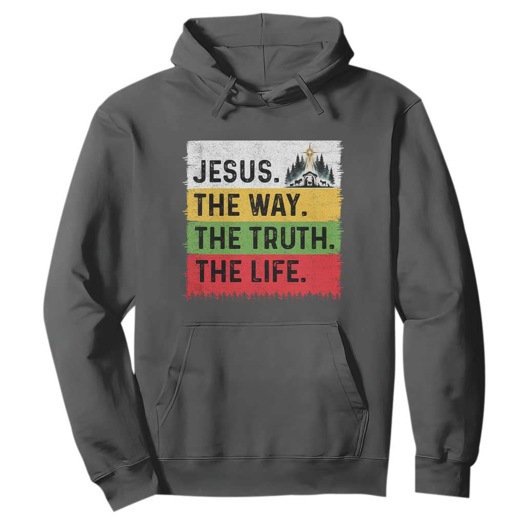Jesus Christian Hoodie The Way The Truth The Life Nativity Scene TS14 Dark Heather Print Your Wear