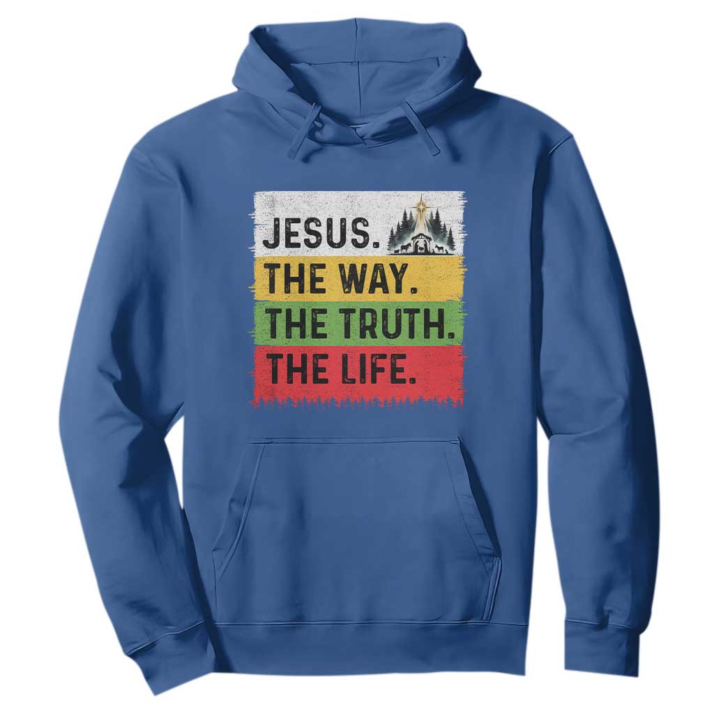 Jesus Christian Hoodie The Way The Truth The Life Nativity Scene TS14 Royal Blue Print Your Wear