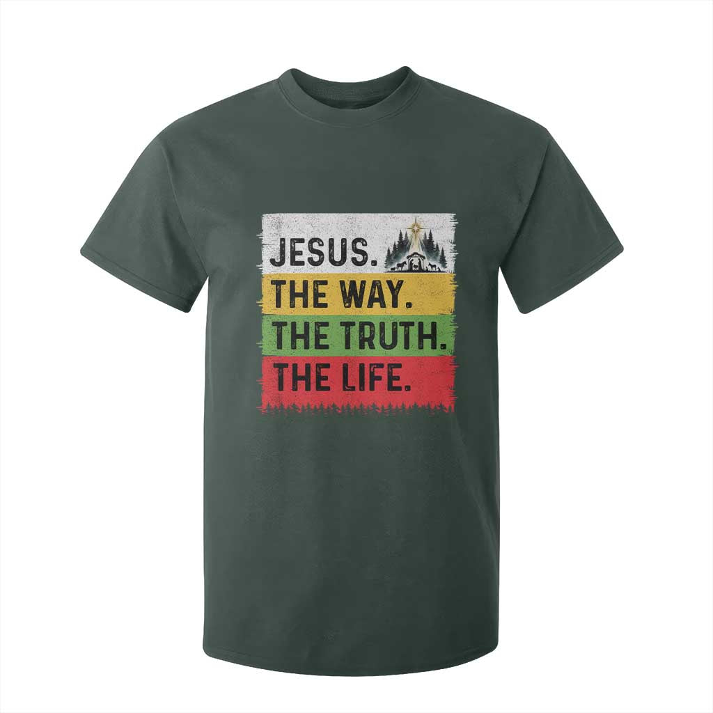 Jesus Christian T Shirt For Kid The Way The Truth The Life Nativity Scene TS14 Dark Forest Green Print Your Wear