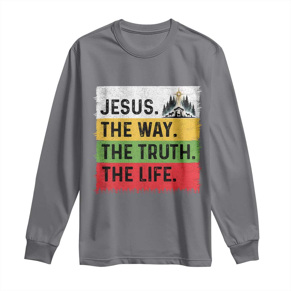 Jesus Christian Long Sleeve Shirt The Way The Truth The Life Nativity Scene TS14 Charcoal Print Your Wear