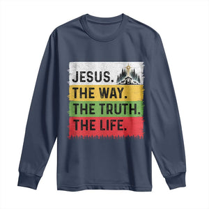 Jesus Christian Long Sleeve Shirt The Way The Truth The Life Nativity Scene TS14 Navy Print Your Wear