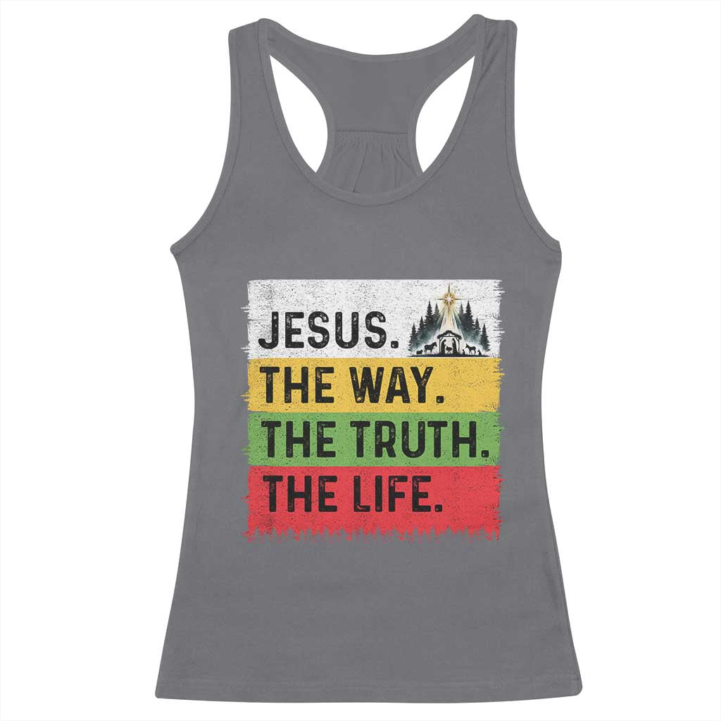 Jesus Christian Racerback Tank Top The Way The Truth The Life Nativity Scene TS14 Charcoal Print Your Wear